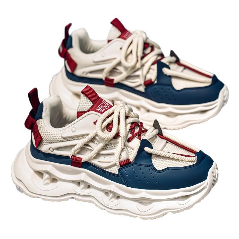 Trendy Men's Hong Kong Style Dad Shoes New Summer Breathable Mesh Youth Thick Sole Heightening Casual Sports Shoes Running Shoes