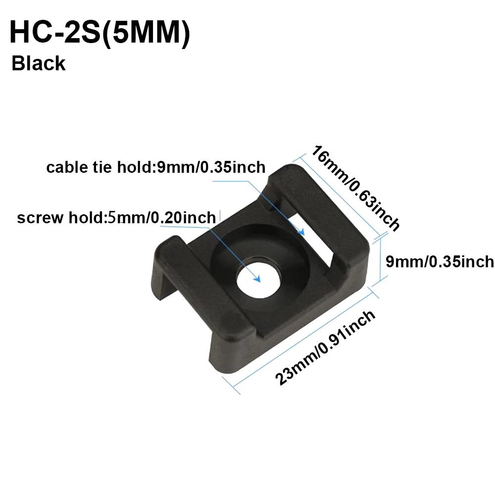 100Pcs Cable Tie Saddle Type Plastic Mount Base Wire Holder Fixing Seat Charging Data Line Winder Nylon HC-0~ HC-7,HC-1S~HC~2S