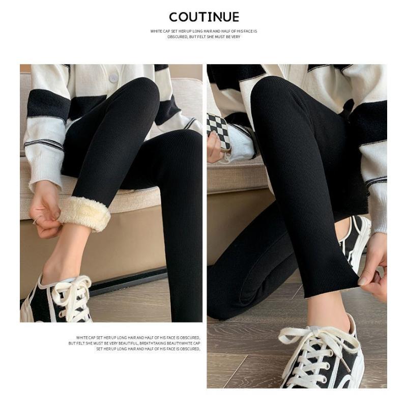 Verdickte Samt-Leggings für Damen Herbst Winter Lamm-Samt Baumwollhosen Extra Hohe Taille Warme Hosen