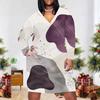 Women Plus Size V Neck Long Sleeve Abstract Printed Fitted Straight Dress