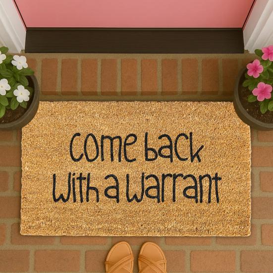 Funny Entrance Rug Come Back with A Warrant Doormat Rustic Anti-slip Floor Mat for Home Farmhouse Front Door Entryway Decoration