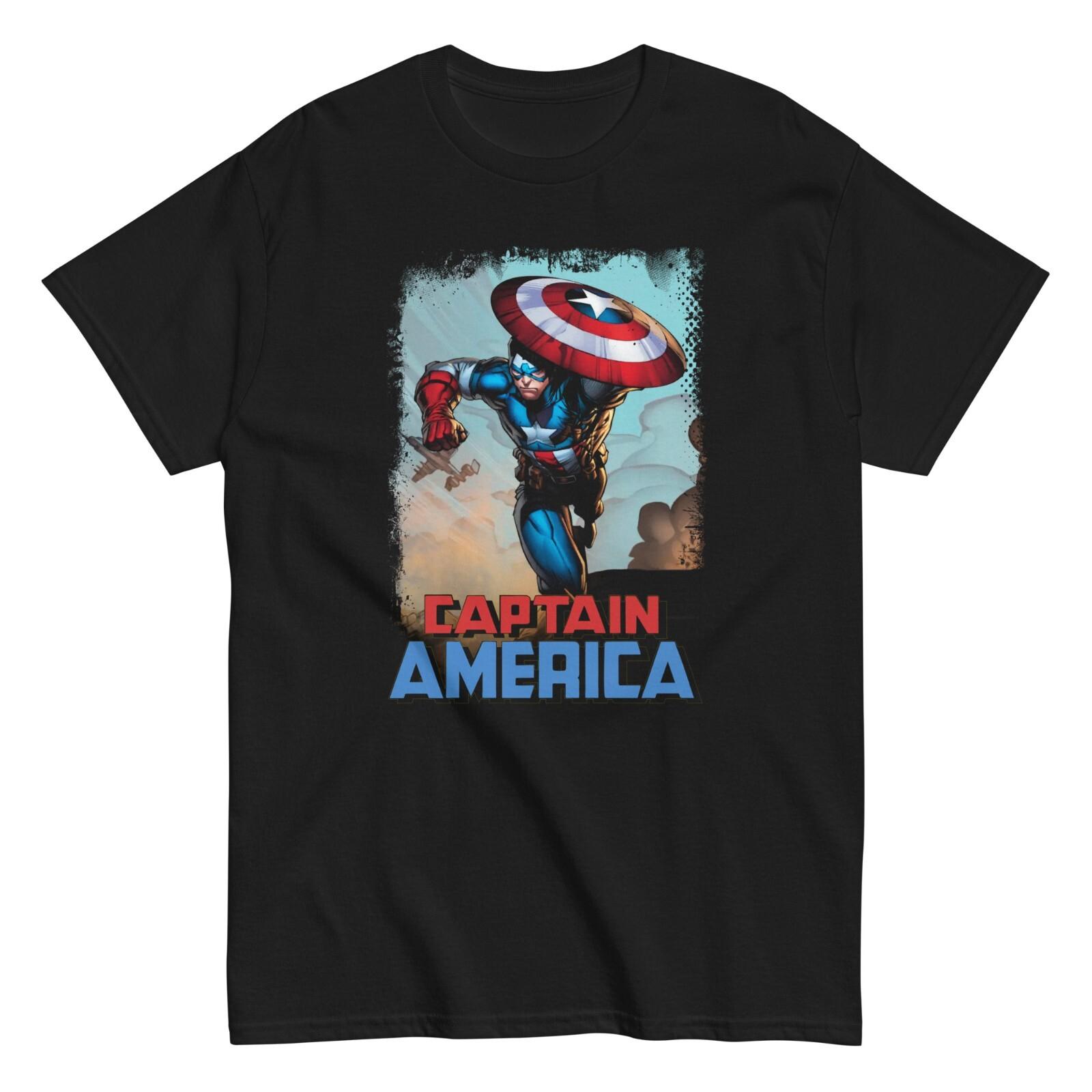 26 Captain America Animated T Shirt Mens Licensed Marvel Comic Book Avengers Black Unisex T-Shirt XL