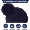 Winter Beanie Hat With Large Faux Fur Bobble Pom Pom Winter Fur Knitted Hat For Outdoor Camping Ski Caps