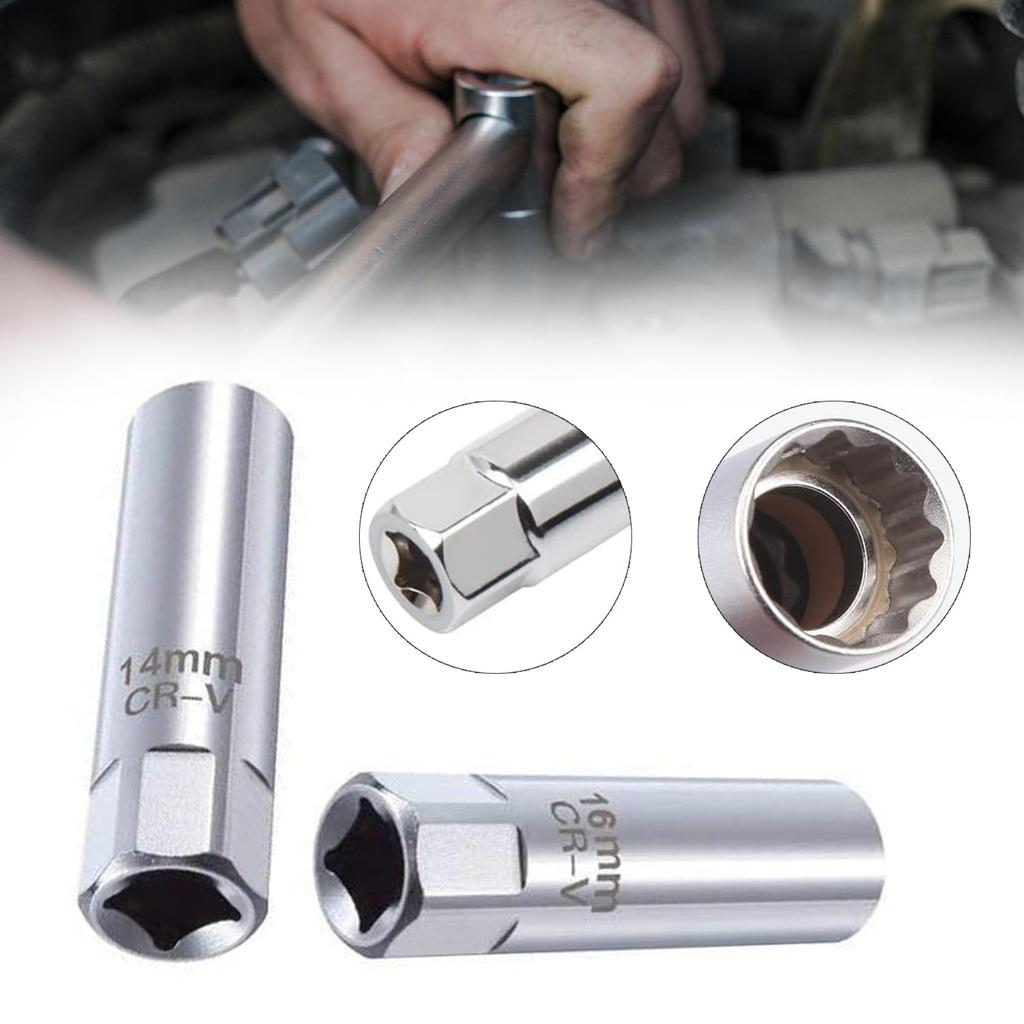 Spark Plug Wrench Set Removable Tool for Replacing Spark Plugs In Automobiles (2 Pieces) Thin-walled, (14mm/16mm).