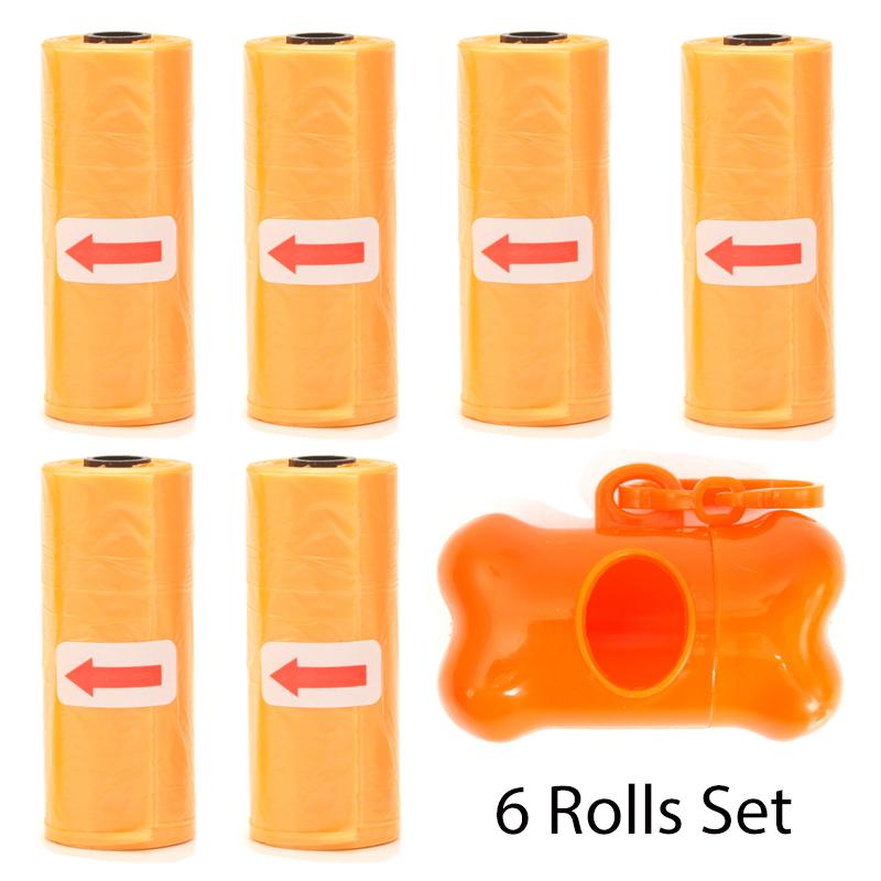 Pet Poop Bags Disposable Dog Waste Bags Bulk Poop Bags with Leash Clip and Bone Bag Dispenser 5 Rolls of 75 Pcs Bags