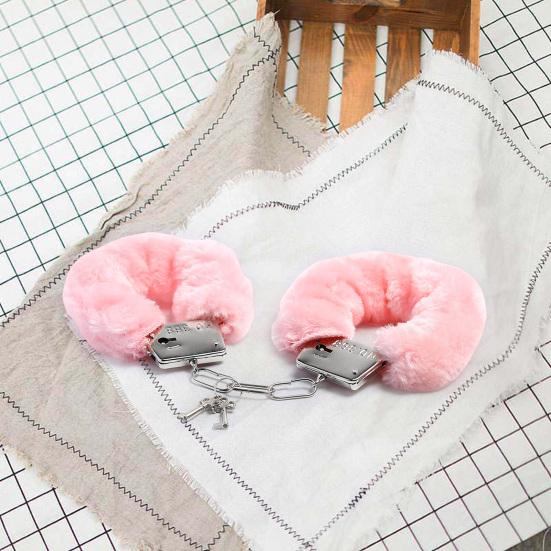 1 par dobbel lås Manacle myk fuskepelsarmbånd rustfritt håndledd Ankel O-ring Kraftige håndmansjetter Voksen par Sexleketøy politimenn Criminal Cosplay rekvisitt