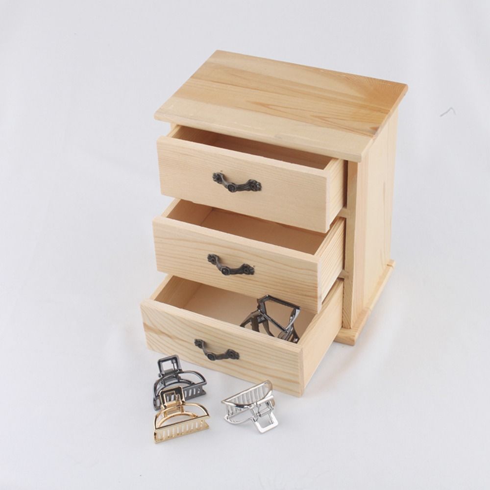 Simple Wooden Jewelry Storage Holder 3-Layers Stationery Storage Stand  Dressing Table