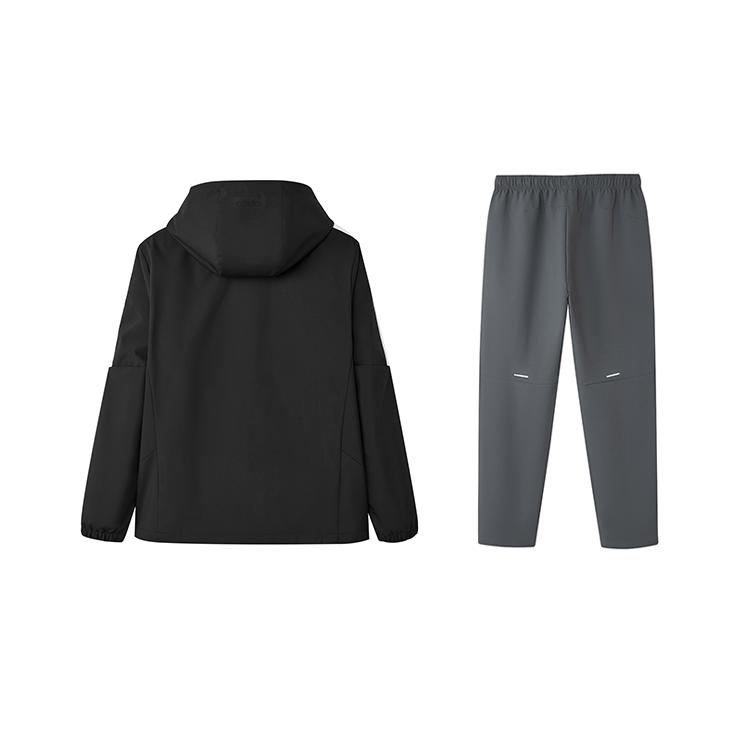 Adidas Casual Sportswear Men's Clothing Set Black Top+Gray Bottom Mode