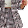 2 Pcs/Set Coat Skirt Set Flower Check Print Color Matching Long Sleeve High Waist OL Style Formal Commute Suit Lady Jacket Skirt Set