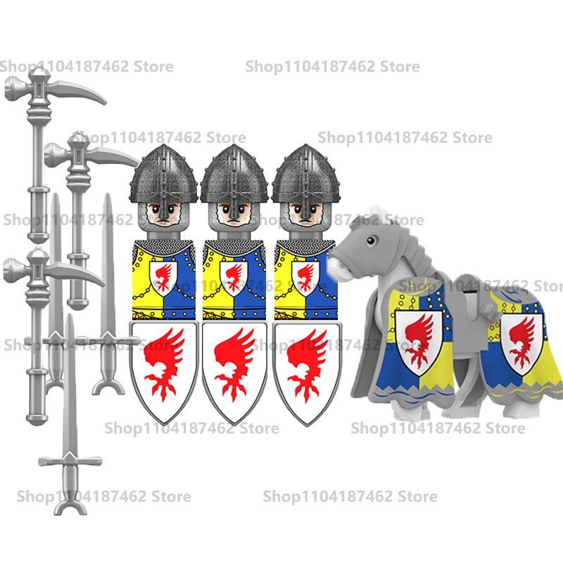 Medieval Military Castle Knight Army Set Building Blocks Green Dragon Wolf Warrior The War of Roses War-horse Weapons Brick Toys