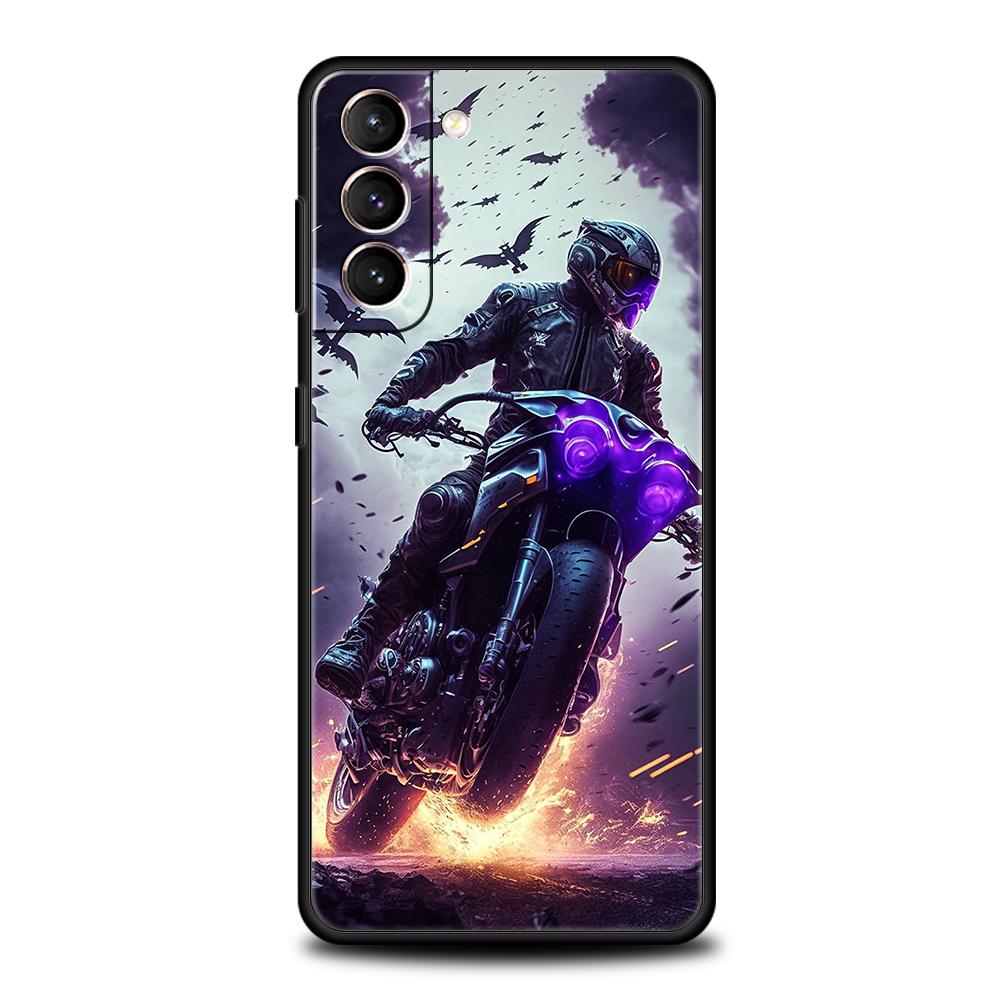 

Чехол для телефона Samsung Galaxy S25/S24/S23/S22/S20/S21/FE/Ultra/S10/S10E/S9/Plus/5G Мягкий ТПУ Чехол Модный Черный Байкер Мотоцикл Samsung S23