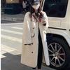2026 Autumn/Winter Korean Style Double-Breasted Loose Long Lambswool Coat