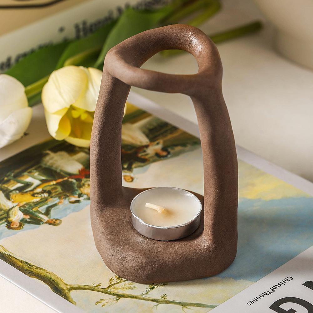 Nordic Home Desktop Storage Decorations Ceramic Creative Pen Holder Candlestick Makeup Pen Storage Shelf Multi Functional