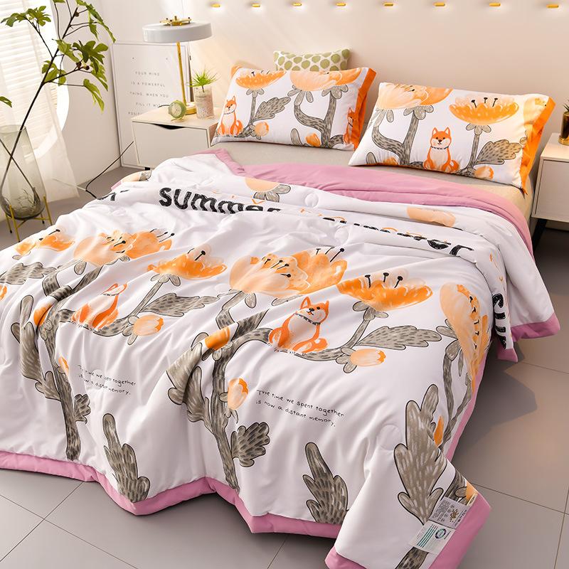Summer Sleeping Quilt Soybean Fiber Air Conditioner Throw Blanket Washed Cotton Summer Adult Blankets for Bed Sofa Home Decor