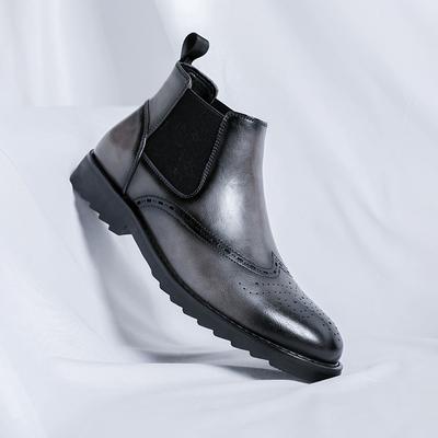 Elegantní pánské Chelsea boty z pravé kůže, pohodlné brogue boty, britský styl, pánské svatební boty, kotníkové boty, nazouvací boty
