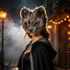 Lightweight Half-face Fox Mask Long Fur White Half Face Mask Halloween Masquerade Cosplay Comfortable Elegant Fairy for Ancient Style Photoshoot