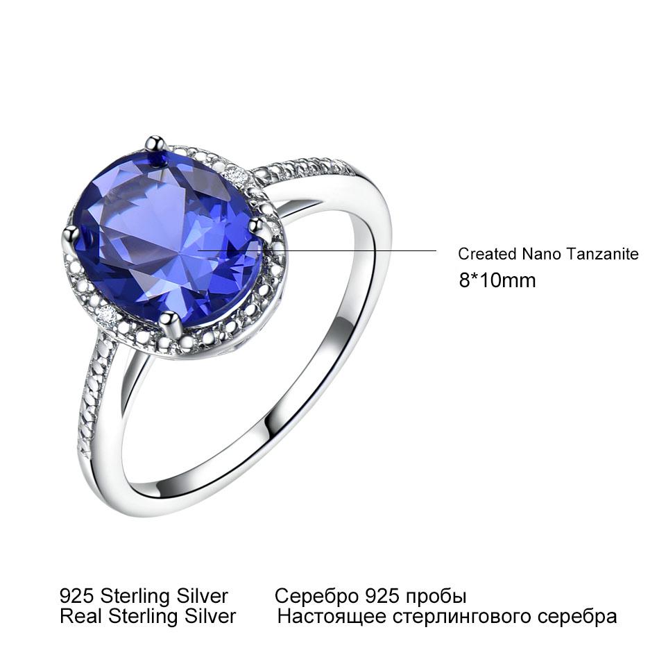 8*10mm Created Nano Tanzanite Oval Wedding Fine Jewelry 925 Sterling Silver Tanzanite Rings