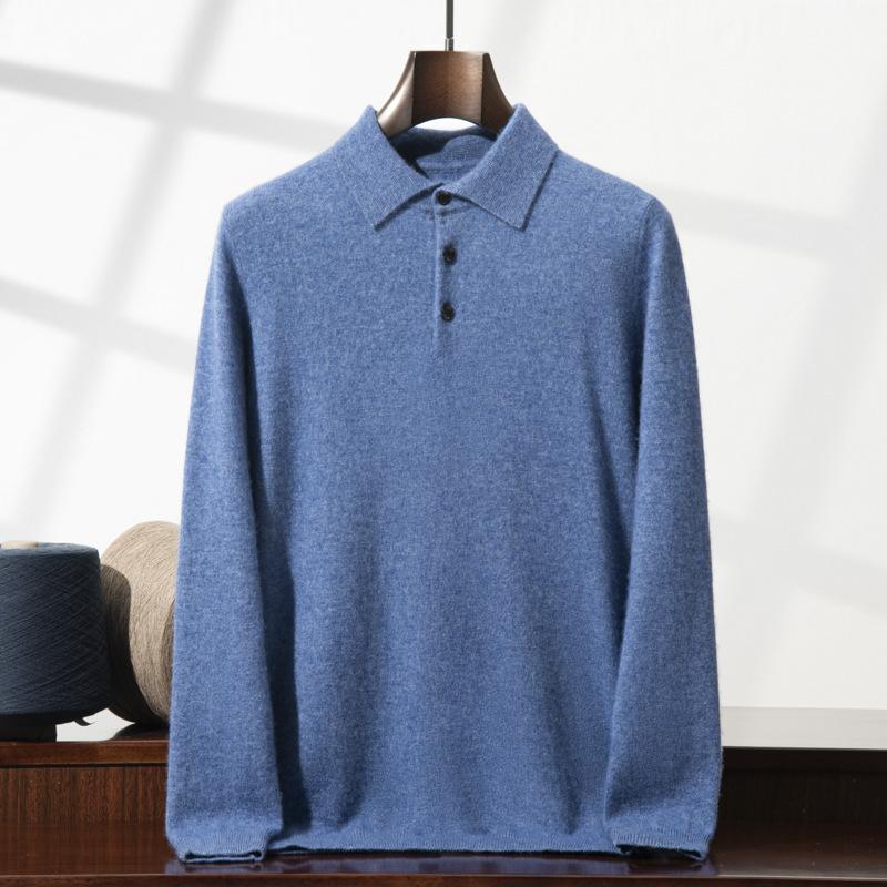 POLO neck cashmere sweater 2025 new flat middle-aged loose pullover sweater