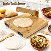 Prensa de Tortilha de Bambu 10 Polegadas Manual Quadrada Fabricante de Tortilha com Rolo Giratório Mexicano Tortillera Ferramenta de Pressionar Massa