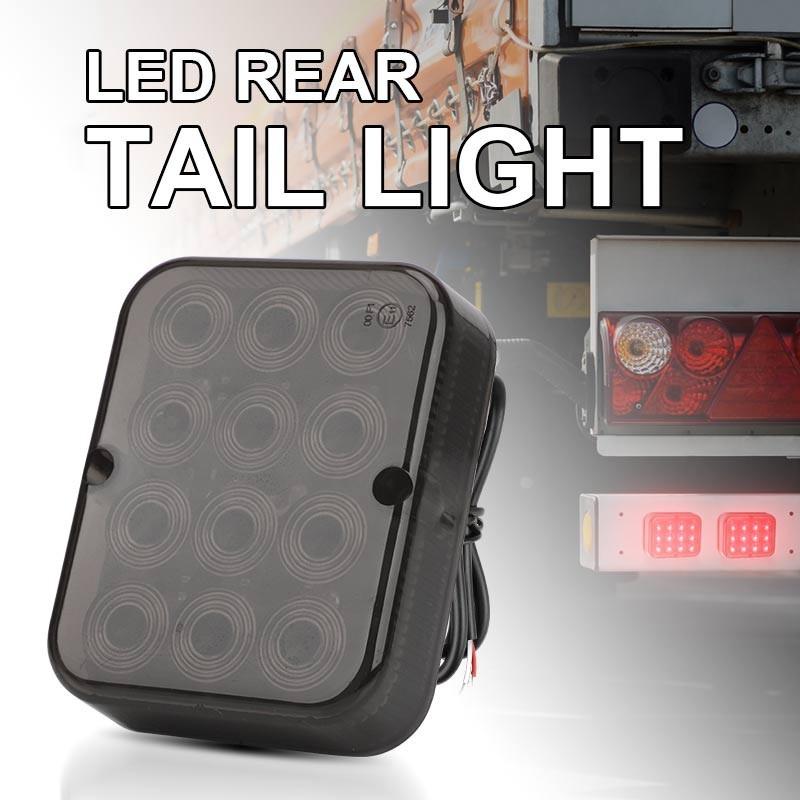 Red Square LED Truck Trailer Stop Turn Tail Brake Lights DRL Lamp Offroad ATV RV