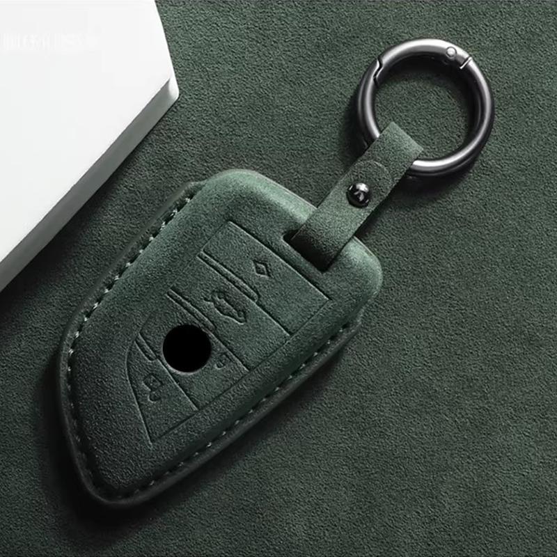 Suede Faux Leather Car Key Case Cover For BMW X1 X3 X5 X6 X7 1 3 5 6 7 Series G20 G30 G11 F15 F16 F20 G01 G02 Keychain Protector