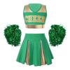 Girl's Cheerleading Uniform Fancy Dress Outfit Cosplay Halloween Costume Crop Top with Skirt and Hand Flowers