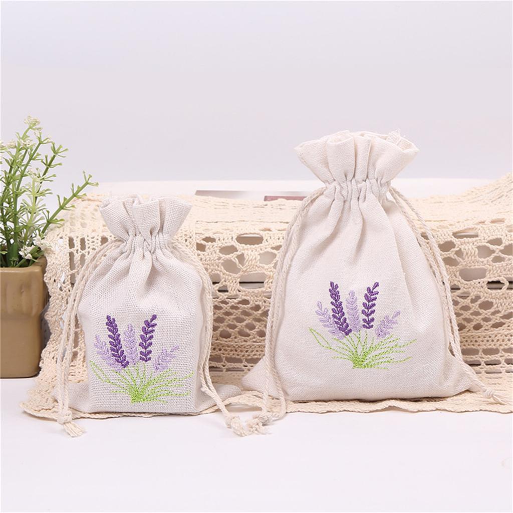Embroidery Craft Canvas Bag Lavender Storage Drawstring Bundle Pocket Jewelry Object Packaging Hemp Bag
