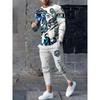 Men's Long-sleeved Set 3D Printed Lion Animal Pattern Fashion Casual Street Wear Crewneck Sweatshirt And Trousers Jogging Suit
