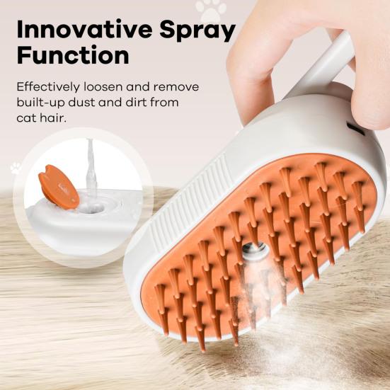 Cat Steam Brush for Shedding Pet Spa Brush Self-Cleaning Pet Grooming Comb Foldable Massage Brush for Cats Dogs