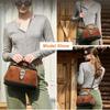 Damen Handtasche aus Wildleder und Rindsleder mit mehreren Fächern und Metallschnalle zum Tragen über einer Schulter oder als Crossbody Tasche