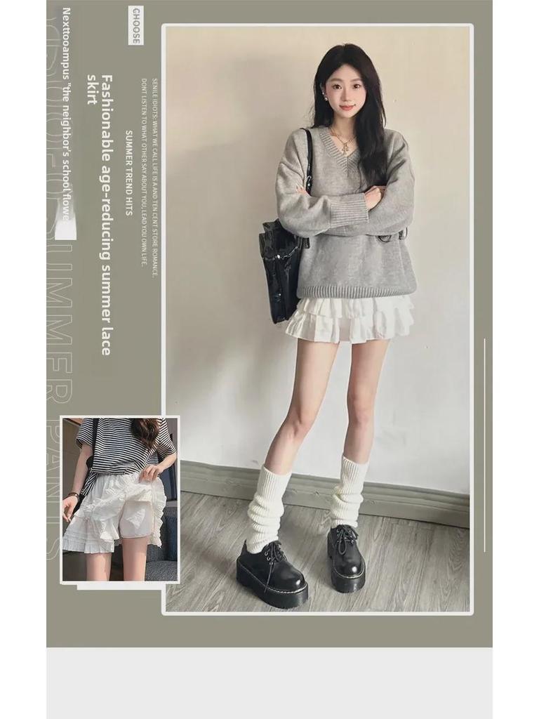 Ballet-Style White Lace A-Line Short Skirt for Women - Spring/Summer 2025 Collection.