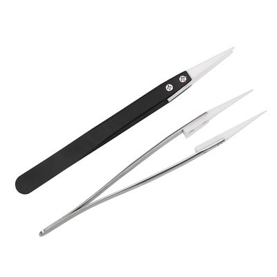 DIYWORK Precision Anti-static High Temperature Resistant Stainless Steel Handle Straight Aimed Tweezers Ceramic Tips Tweezers Anti-oxidation