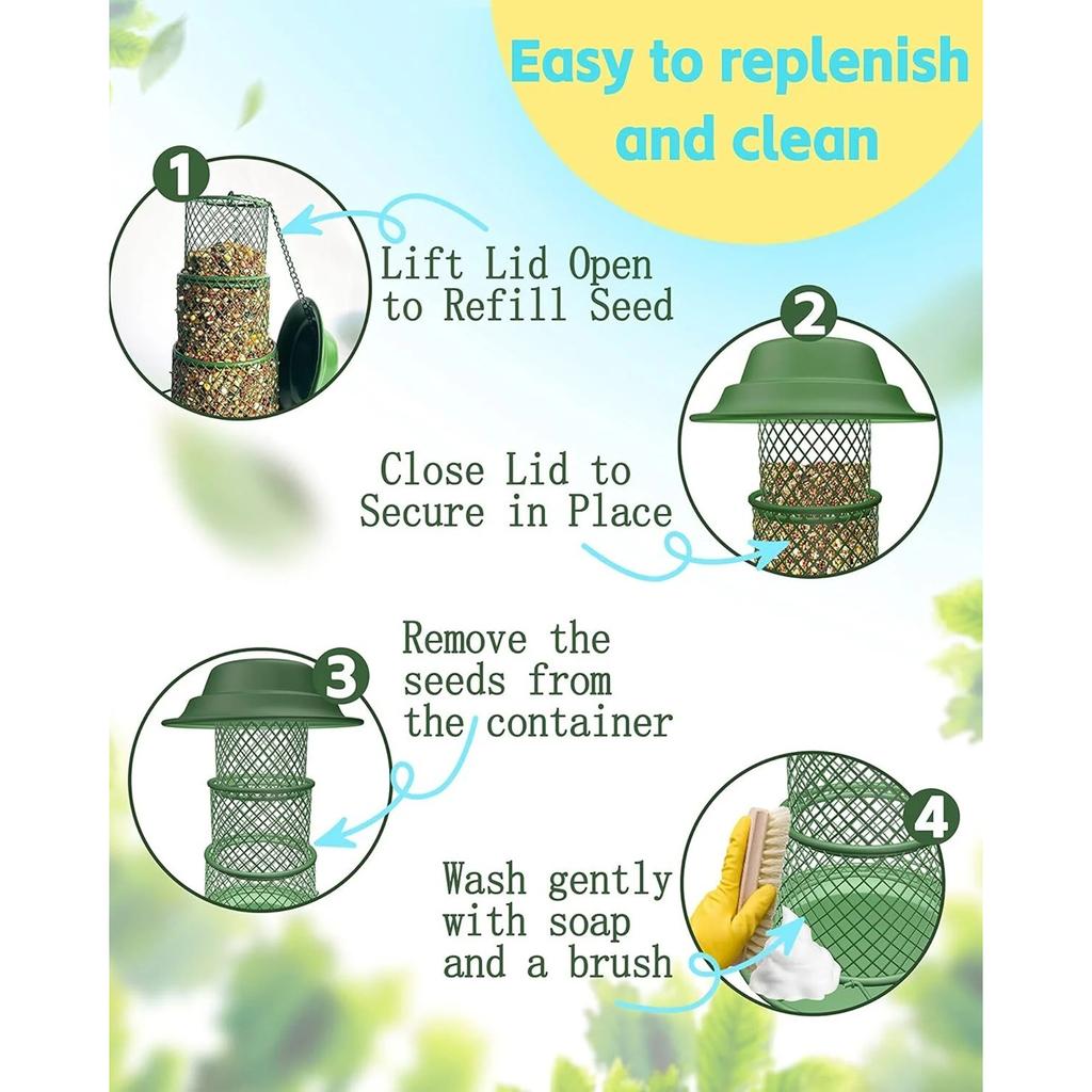Squirrel Proof Bird Feeder For Outside Hanging, 3 Tier Retractable 360°Feeding Wild Bird Feeders