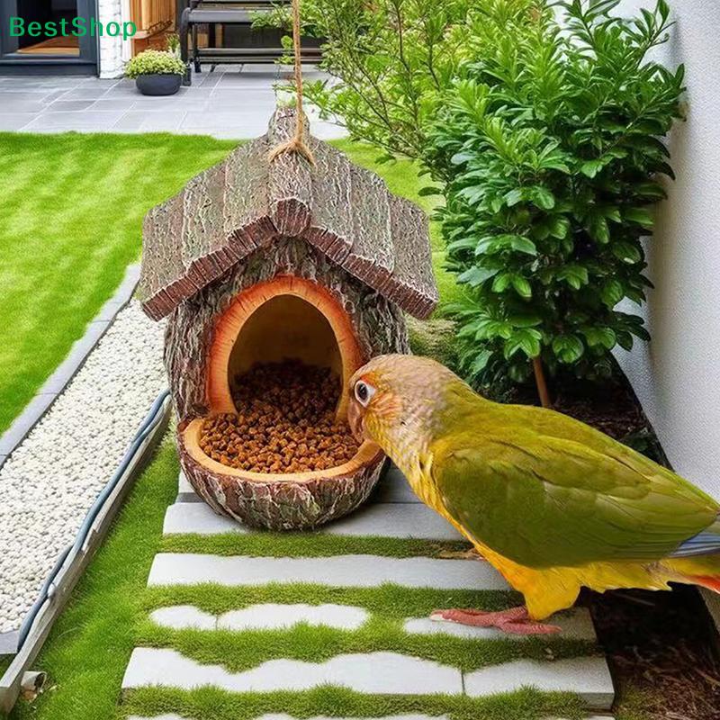 Natural Bark Bird House – Weatherproof Hanging Bird Nest Feeder for Wild Birds & Garden Decoration