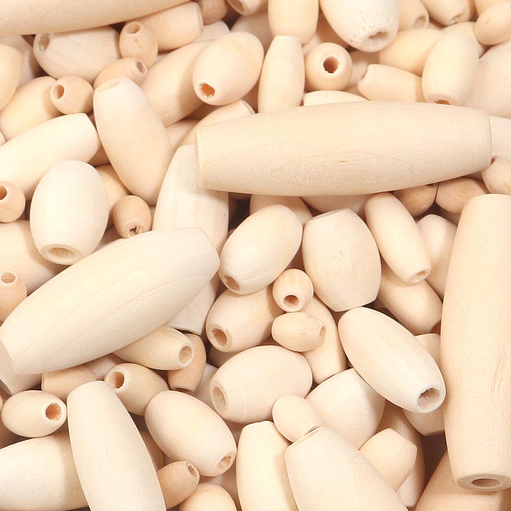 20-200Pcs Natural Oval Wooden Beads Large Hole Prayer Long Wood Bead Loose Spacer Beads For Bracelet Charms DIY Jewelry Findings