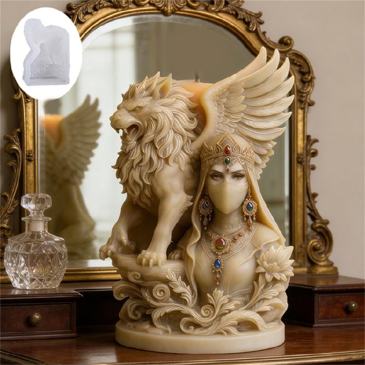 Sturdy Lioness Wing Masked Woman Silicone Candle Mould For Enthusiasts And Craft Lovers