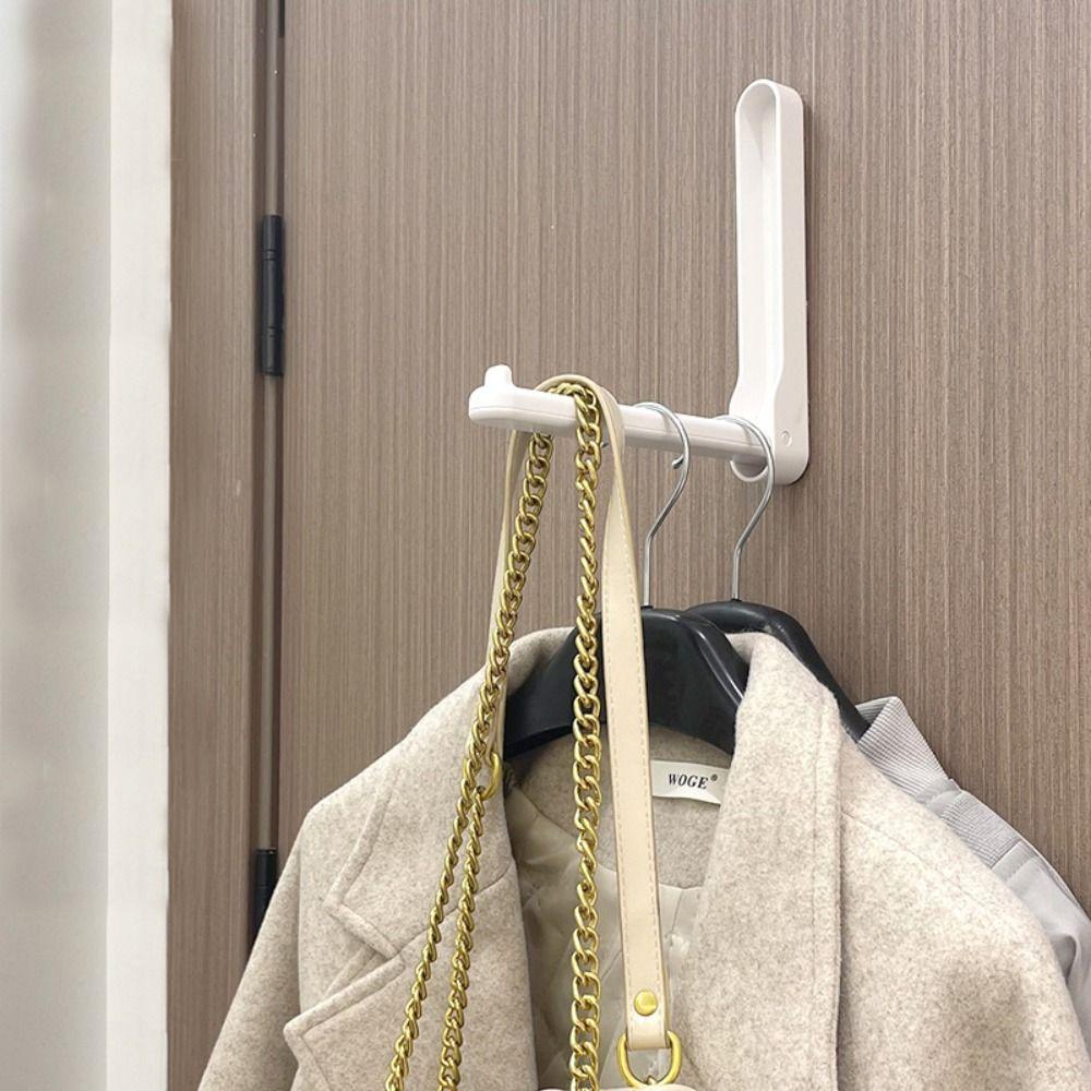 Punch Free Hanger Storage Shelf Wall Mounted Hanger Organizer Foldable Clothes Hanger  Household