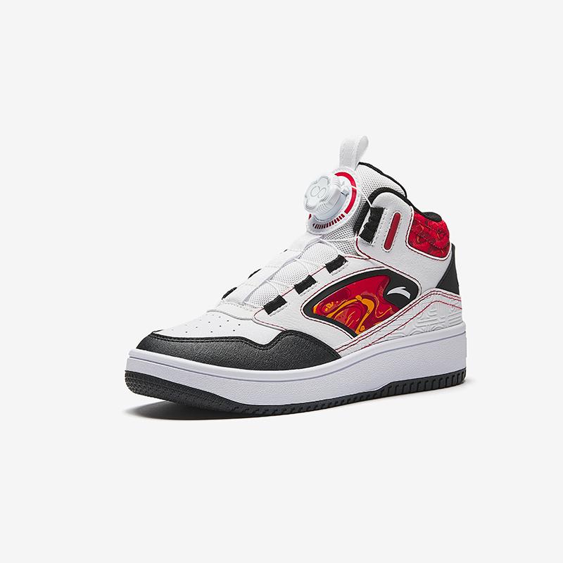 Anta Kids Street Fashion Comfortable Versatile High-Top Skate Shoes Kids Sneakers White Black Classic-Red 312518016-1