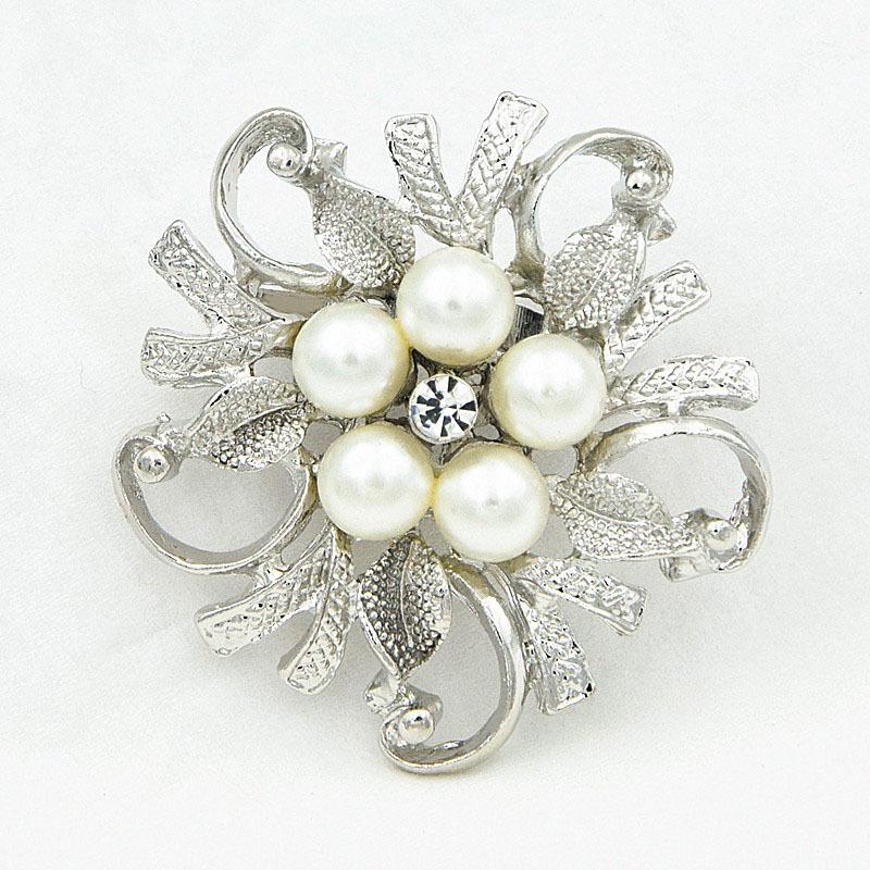 Korean Style Pearl Crystal Flower Brooch - Elegant Women s Corsage Pin Accessories