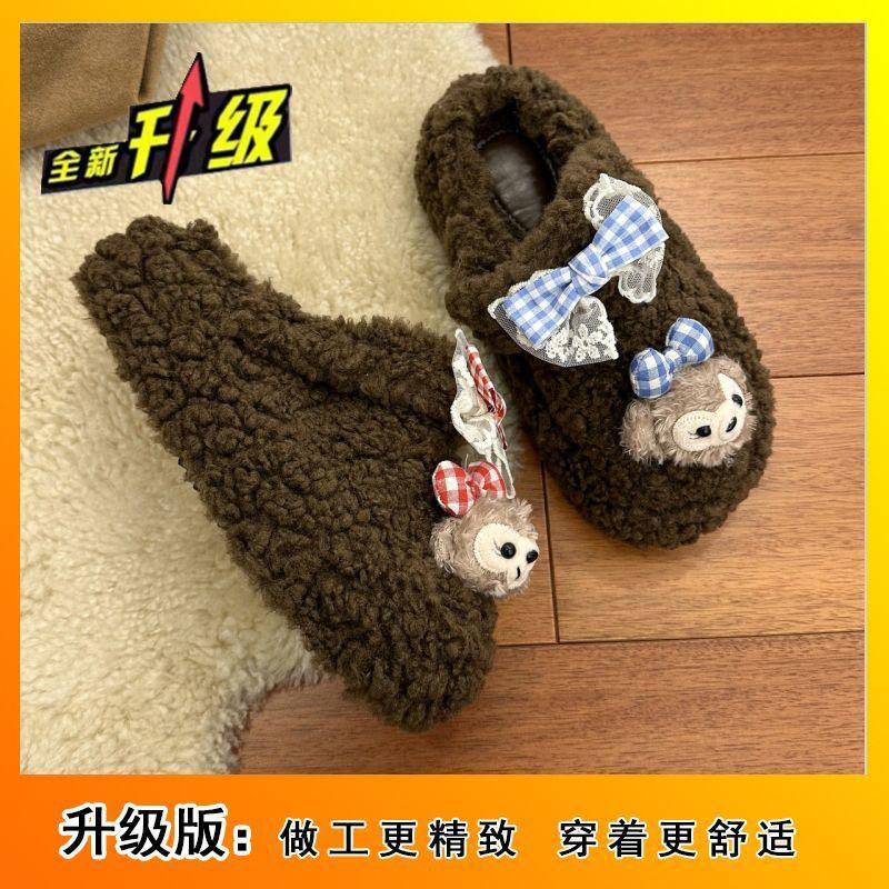 Cute Indoor Shirley Rose Cotton Slippers 2025 Autumn and Winter New Non-slip Indoor Home Can Wear Fluffy Slippers