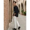 Men's Cotton Blend Mandarin Collar Self One Design Full Sleeve Casual Short Kurta