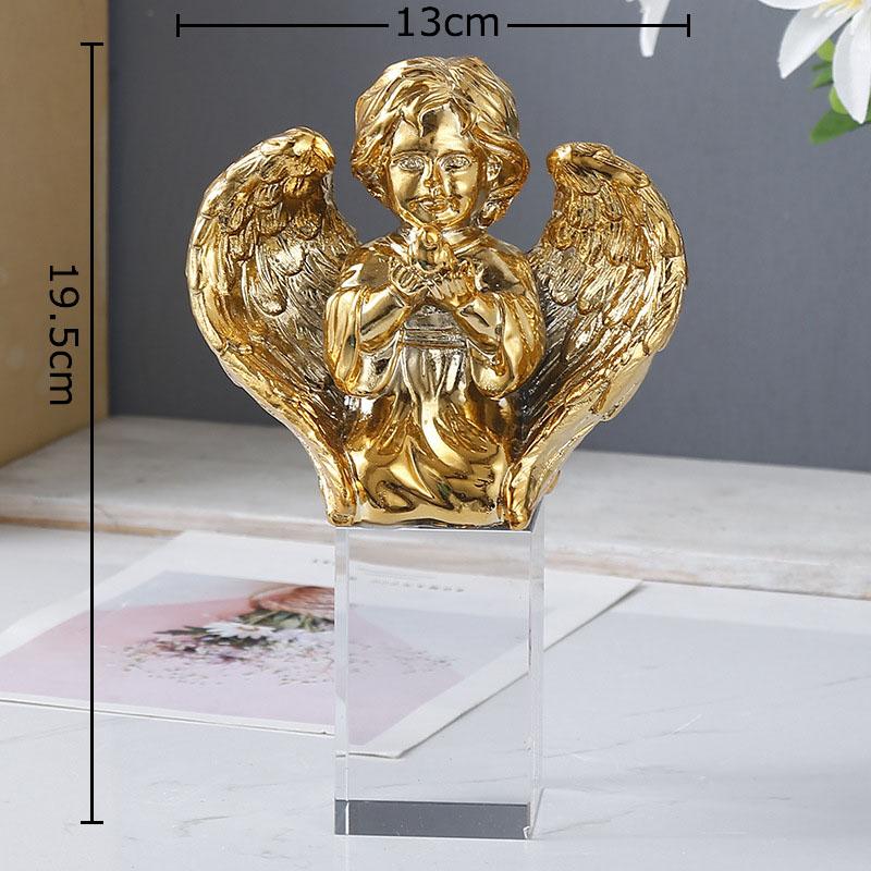 Holy Angels Statue Desk Decoration Creative Angels Ornaments Transparent Base Handicrafts Resin Sculpture Room Aesthetics Decor