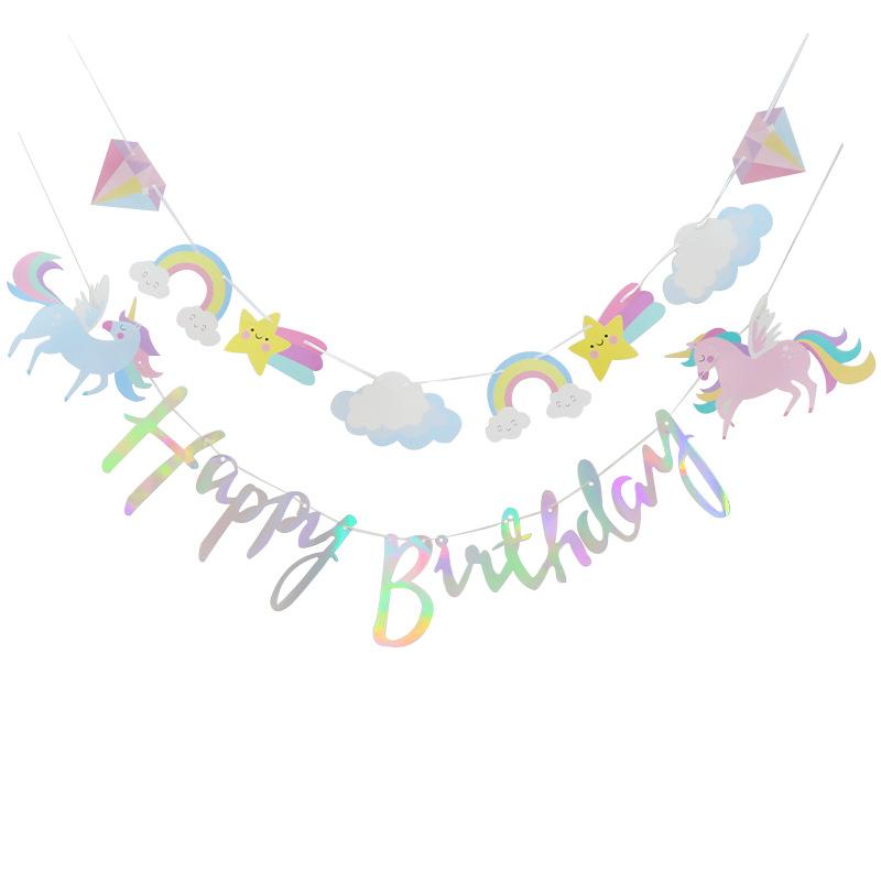 Unicorn Colorful Birthday Pull Banner