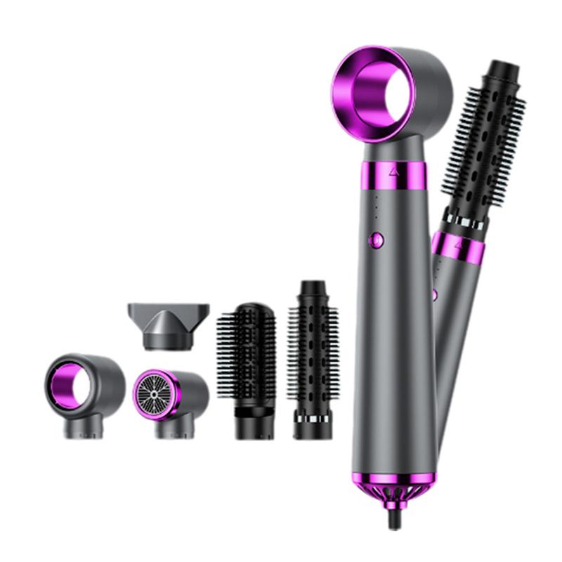 5 In 1 Electric Hair Dryer Hot Air Brush Multifunctional Hair Straightener Negative  Curler Blow Dryer Styling Set EU Plug серый