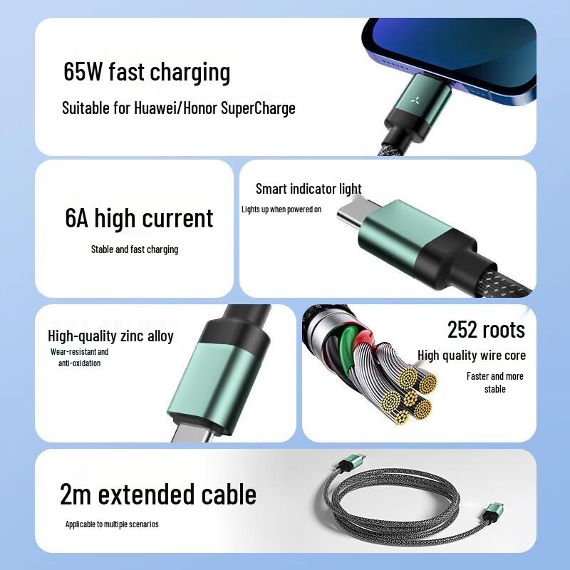 OKSJ Type-C To Type-C Magnetic Fast Charging Cable (PD 65W, 2m)