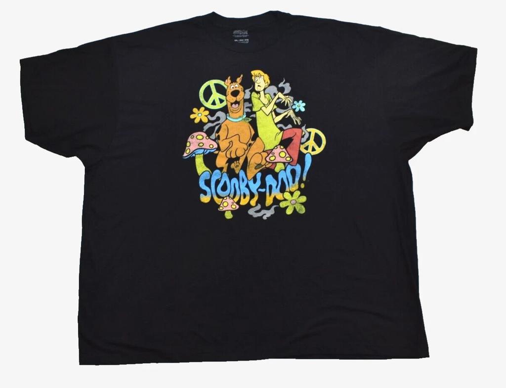 Scooby-Doo! Mens Scooby Doo & Shaggy Peace Mushrooms Black Shirt New 5XL