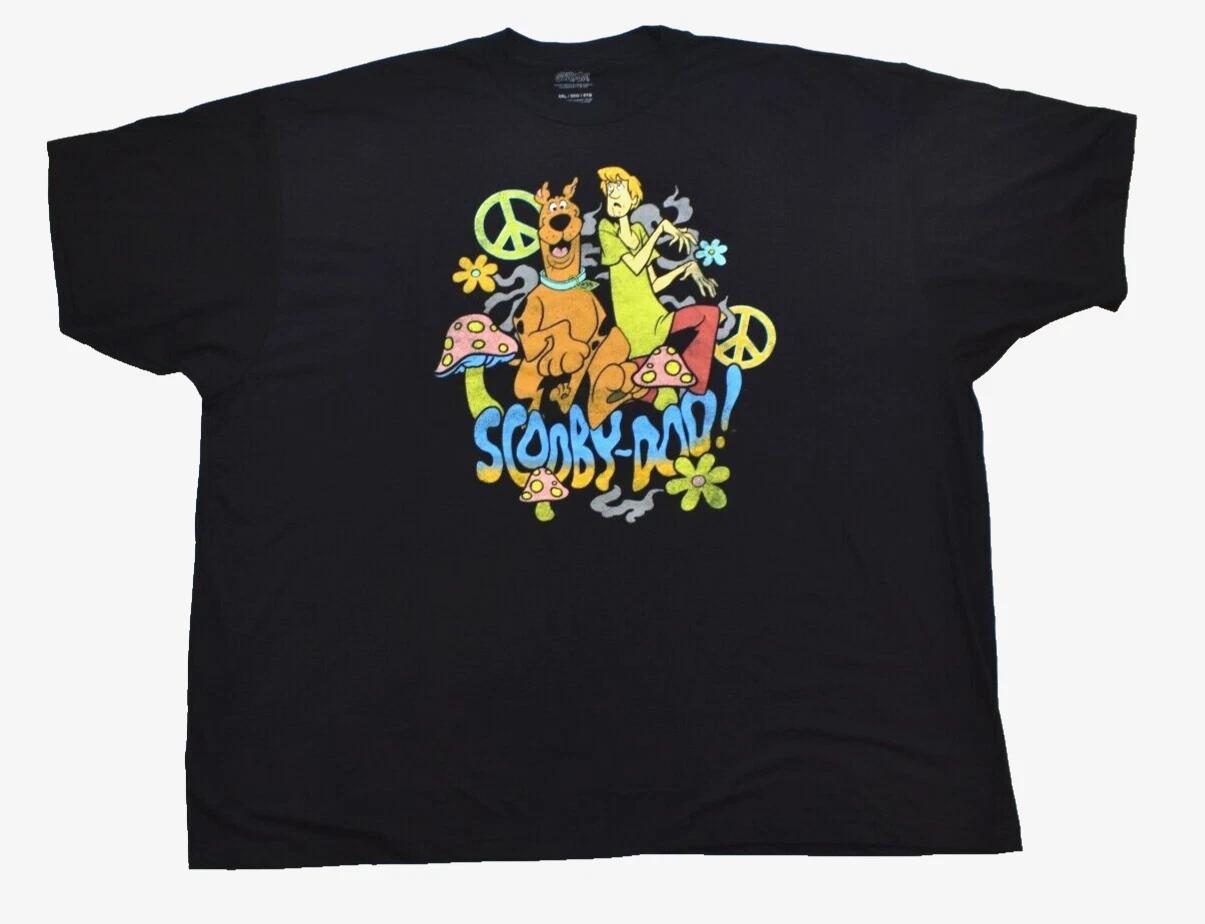 Scooby-Doo! Mens Scooby Doo & Shaggy Peace Mushrooms Black Shirt New 5XL S