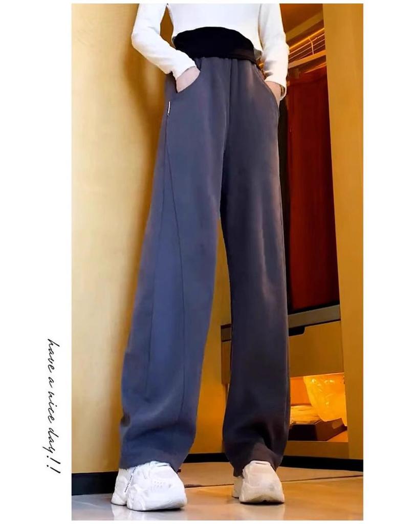 High-Waisted Women's Banana Pants: Fleece & Non-Fleece, Petite Fit, Wide-Leg, Casual for Autumn & Winter Sports