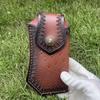 Foling Knife Holder Embossed Cowhide Scabbard Pocket  Knife Cover Second Layer Leather Case Camping Knife Holsters Belt Buckle