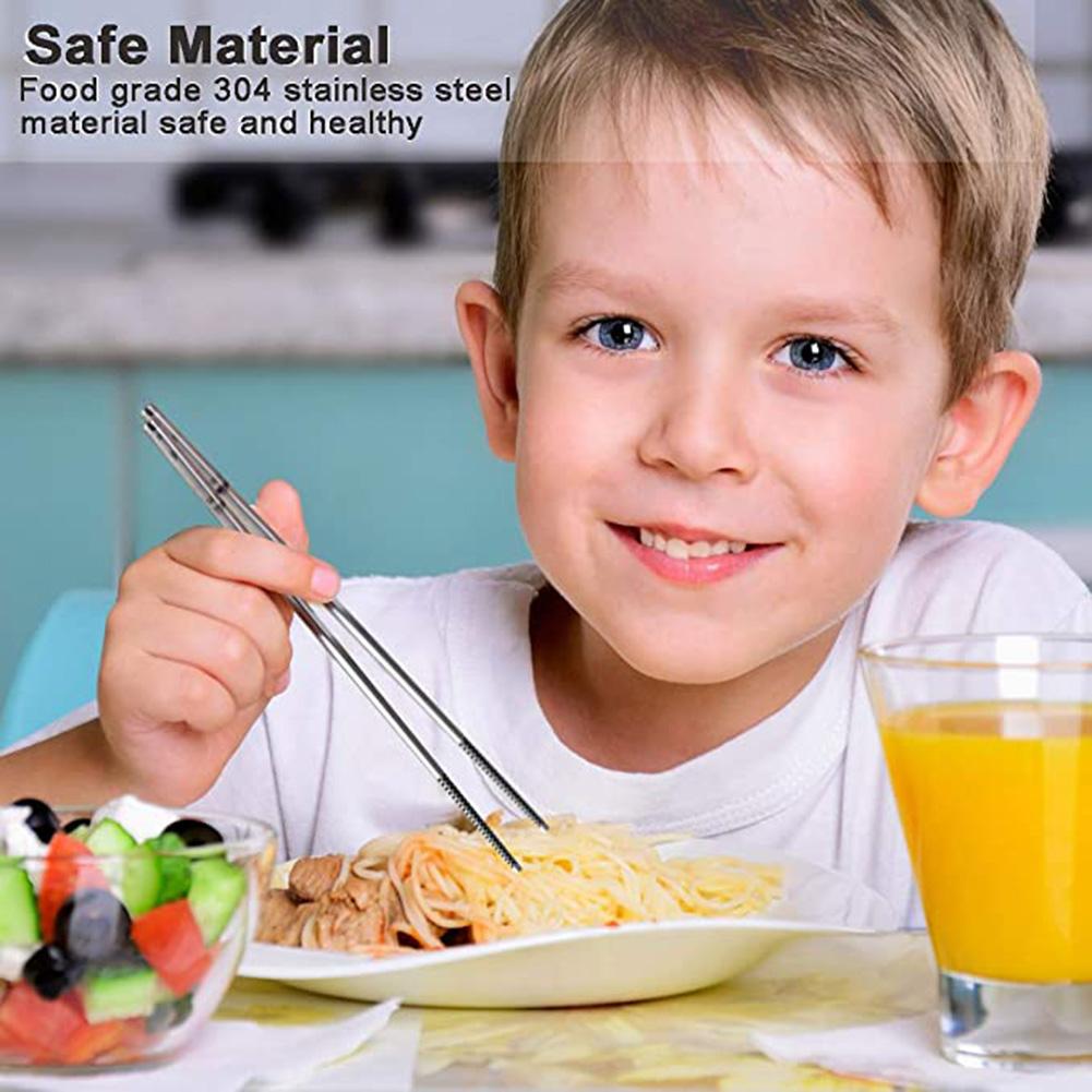 5 Pairs Stainless Steel Chopsticks With 1 Pcs Holder Rest Set Reusable Metal Lightweight For Home Travel